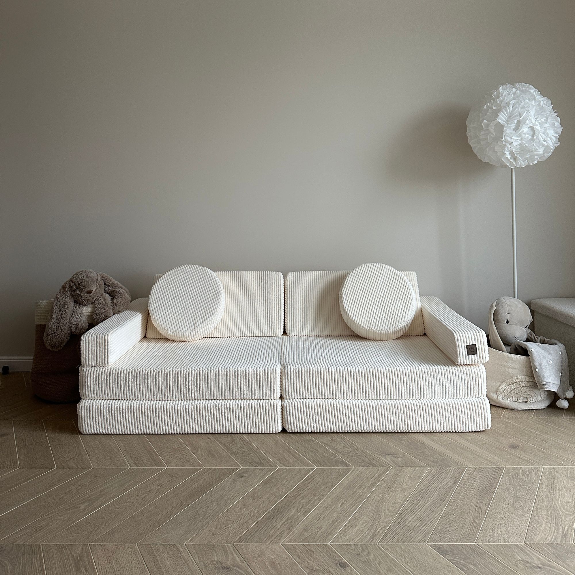 Sofa do zabawy Soffi Cordy sofa modułowa dla dzieci Soffi Cordy kremowa