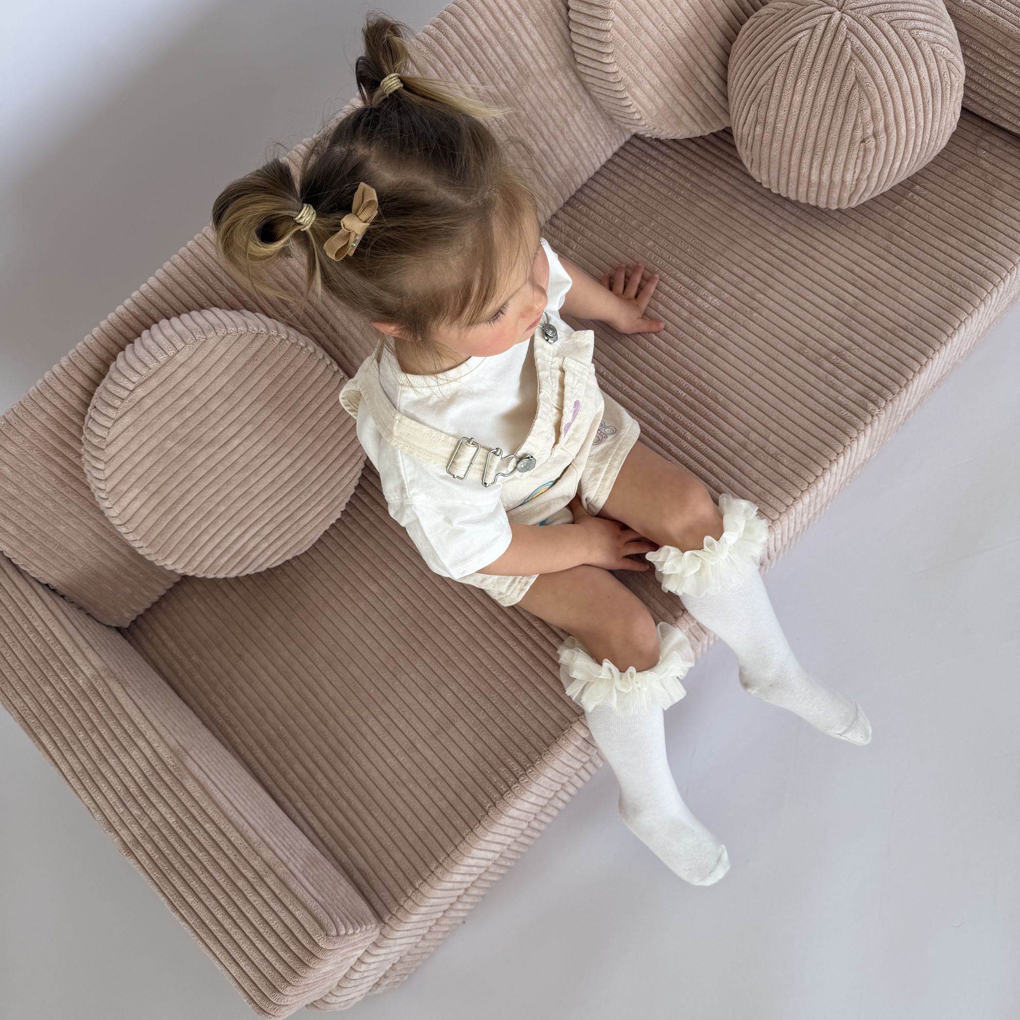Sofa modułowa dla dzieci Soffi Petite Sofa modułowa do pokoju dziecka Soffi Petite różowy sztruks