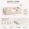 Soffi Lomi – piankowe łóżko dla dziecka z materacem infografika Piankowe łóżko dziecięce Soffi Lomi z materacem - grafika z wymiarami